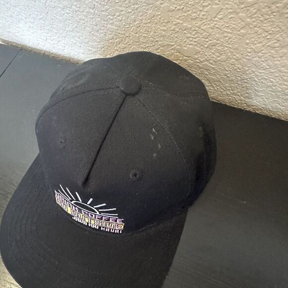 Java Hut Kauai Hat Drink Coffee go outside black flat bill one size stretch - Picture 3 of 5